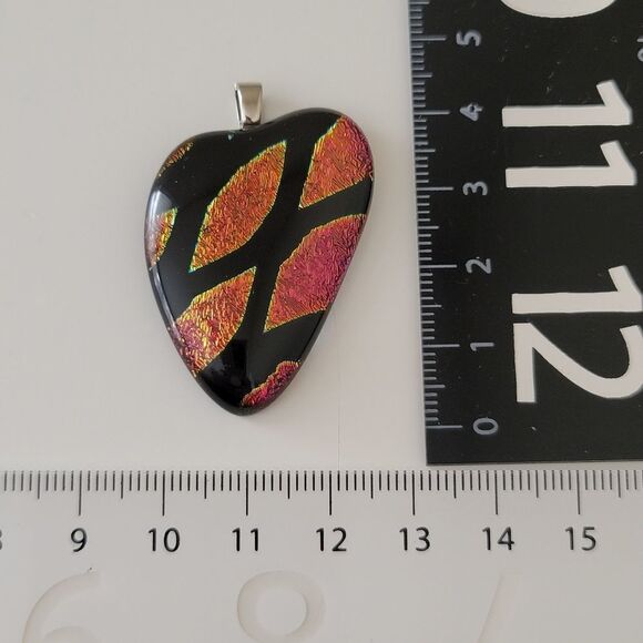 Pendant Dichroic Glass Black Orange Pendant #0031 - Picture 4 of 8